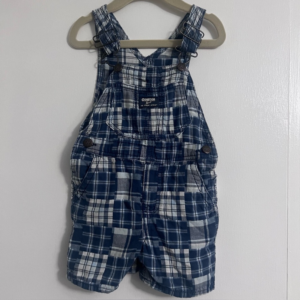 OshKosh B’Gosh Blue Plaid Toddler Boy Short Romper - 100% cotton - Size 2T
